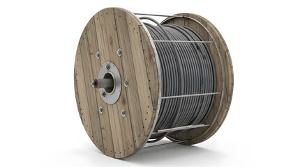 Wooden Cable Reel with Coiled Steel Wire