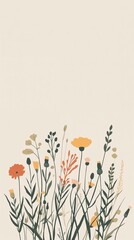 Minimalist Wildflower Background with Natural Colors