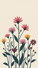 Minimalist Wildflower Background with Soft Natural Colors for Design and Decoration