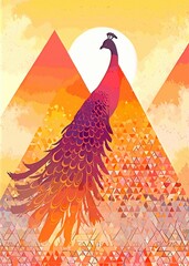 peacock in the sunset