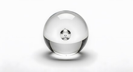 Metallic Chrome Ball Reflective Sphere on White Surface
