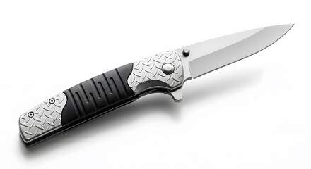 Decorative Silver Knife with Carved Handle Design