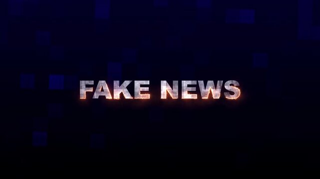 Fake news in bold letters on a dark background suitable for illustrating misinformation, propaganda, disinformation concepts in media, and journalism projects. 4k animation