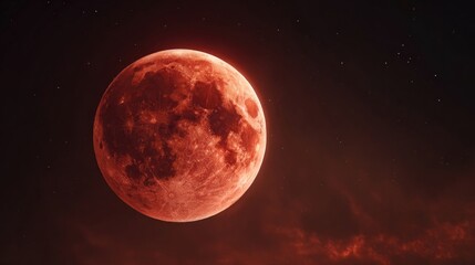 Obraz premium Red spooky moon isolated on dark background