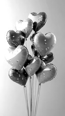 Heart-shaped balloons float gracefully against a soft background during a celebratory moment