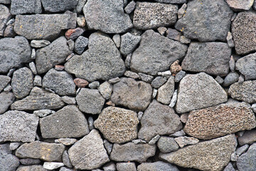 Basalt Stone Volcanic Wall from Rocks. Pattern. Pico Island. Azores. Portugal