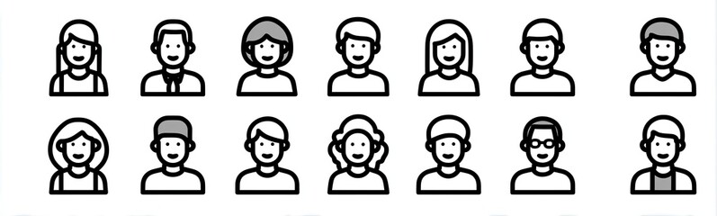 Pixelated Portraits of Diverse Smiling Individuals on White Background