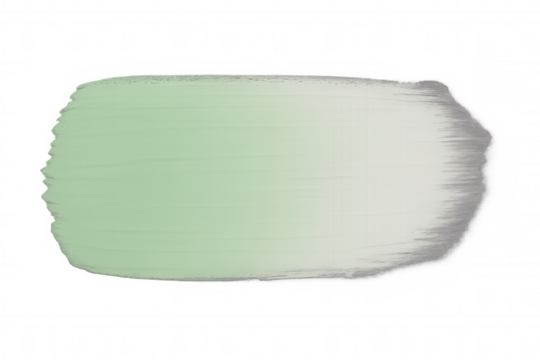 Green to white gradient paint brush stroke creating an artistic textured background element. Transparent background