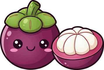  Cute Cartoon Mangosteen Character Illustration