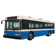 Blue White City Bus Isolated on Transparent Background