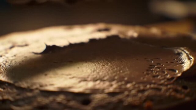Close up shot of a muddy surface with water droplets and debris