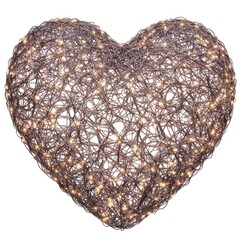 Illuminated Woven Heart Decoration with Warm Golden Fairy Lights on a White Background Perfect for Valentine's Day or Romantic Celebrations with a