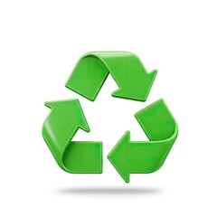 Obraz premium Vibrant Green Recycling Symbol Emblematic of Environmental Conservation and Sustainable Practices Presented on a Clean White Background with Subtle