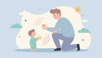 Adult and child connecting sharing love and support in a gentle warm setting Family care concept