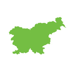 Fototapeta premium Map of Slovenia, sign silhouette. World Map Globe. Vector Illustration isolated on white background. Europe continent.