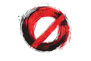 Red, brushed-style zero with diagonal line, on black background. Grunge texture