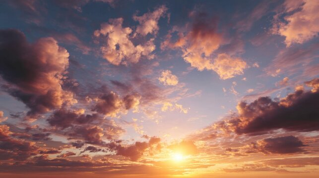 Breathtaking Sunset Overcloud with Vibrant Colors in the Sky Creating a Peaceful and Serene Landscape at Dusk in Nature's Masterpiece