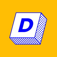3D Geometric Alphabet Letter with Patterned Sides Illustration Design