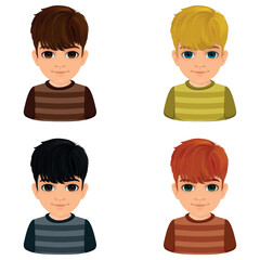 set of boy faces with different colored hair