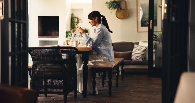 Mobile, surprise and woman in home, reading email and wow for good news with notification. Success, shock and mature person with phone for online communication, betting app and excited for win