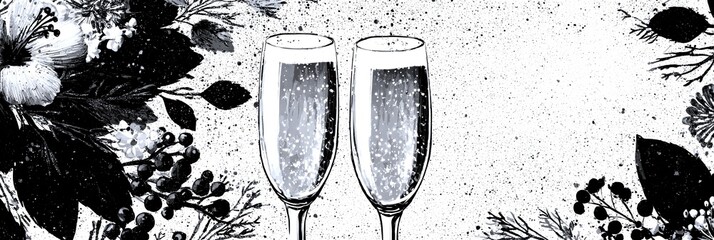 Celebration with sparkling beverages surrounded by festive foliage during a joyful occasion