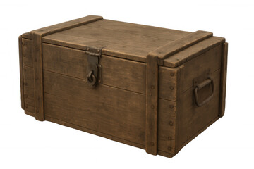 Old wooden storage chest with metal latch, offering vintage treasure, antique container, discovery, journey, adventure concepts