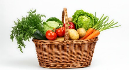 A Wicker Basket Overflowing with Fresh Vegetables Ready to Cook and Serve