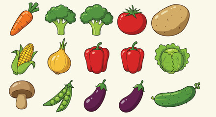 A vibrant illustration showcases a collection of fresh, colorful vegetables, perfect for culinary projects and healthy eating concepts.