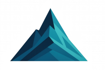 Blue geometric mountain range vector icon, abstract peak symbol for business, adventure, and nature concepts