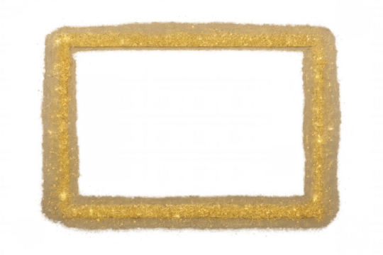 Gold glitter rectangular frame providing sparkling border with shimmering texture for festive design concept