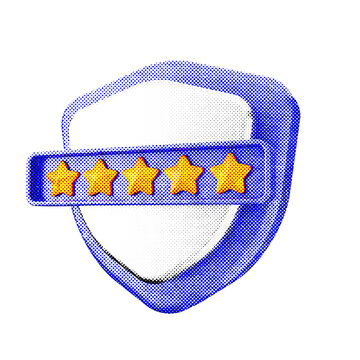 3d shield security protection star ratting halftone style