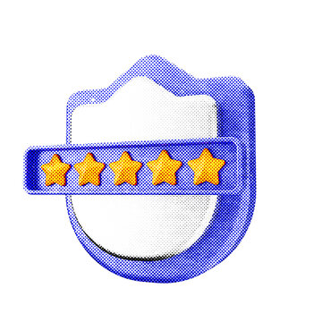 3d shield security protection star ratting halftone style
