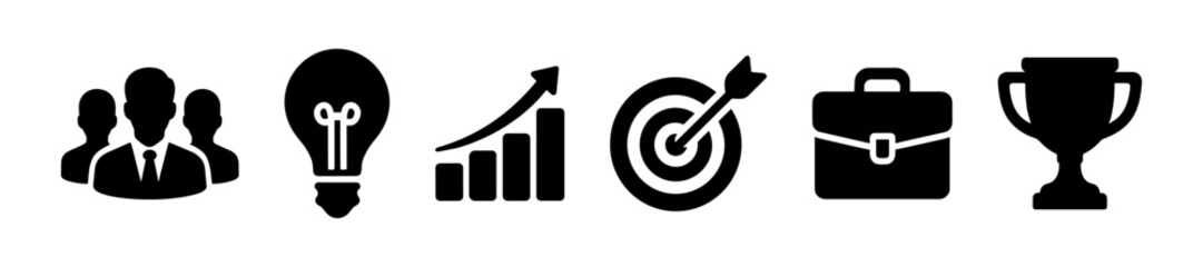 Teamwork and success  icons ,collaboration, target, trophy