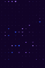 Abstract digital background with glowing purple and blue heart shapes arranged in a geometric grid pattern on a dark violet backdrop.