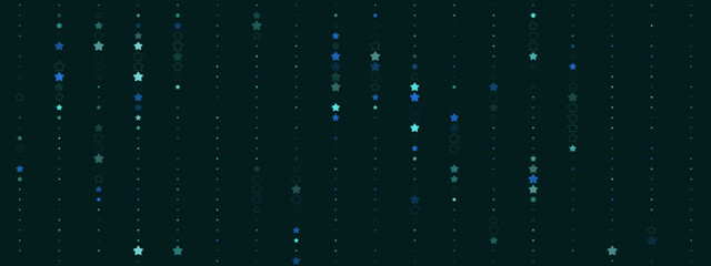 Abstract digital background with vertical lines of falling blue and green stars and dots, creating a modern festive or technological pattern