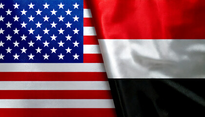 Fototapeta premium アメリカの国旗とイエメンの国旗(USA Flag &Yemen flag.) 