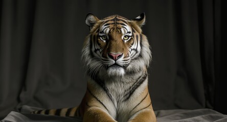 Majestic Feline Portrait, Striking Bengal Tiger Close-up with Intense Gaze, Natures Power and Beauty