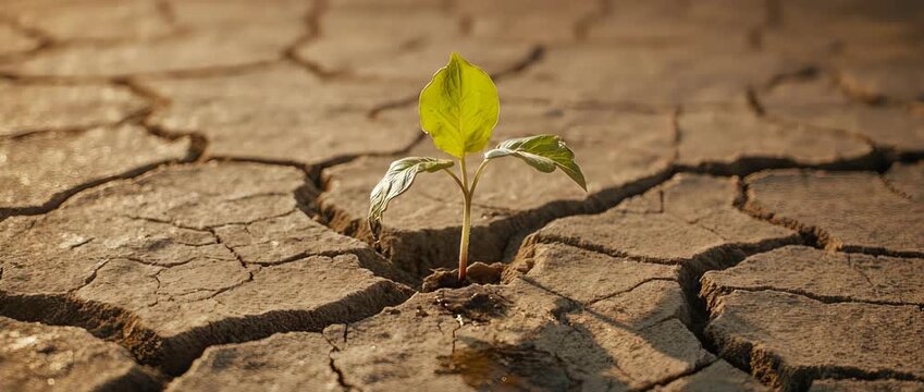 A powerful time-lapse animation of a single water drop bringing a wilted plant back to life in dry soil. A metaphor for hope, life, growth, and the importance of water.
