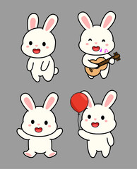 set of funny rabbits
