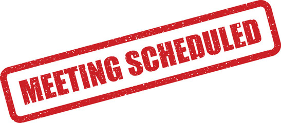 Clear red textual stamp indicating an important business meeting has been scheduled