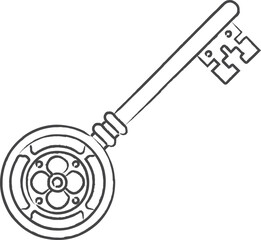 Ornate skeleton key with gear wheel bow