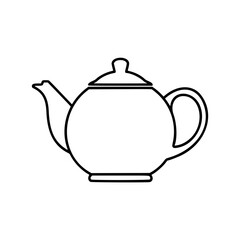 Obraz premium Black vector logo of a classic teapot outline for kitchenware or cafe branding, simple line art illustration