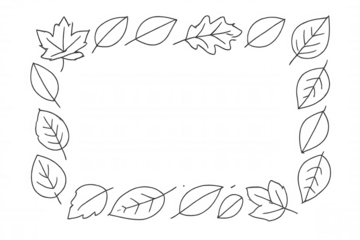 Autumn leaves outline border creating falling natural frame, transparent background for seasonal designs