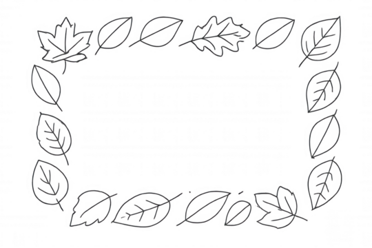 Autumn leaves outline border creating falling natural frame, transparent background for seasonal designs