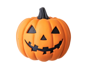 Spooky smiling jack-o-lantern ready to bring festive Halloween joy and frightening fun to your seasonal decor