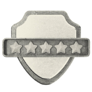 3d shield security protection star ratting halftone style