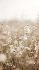 Boho wildflower background for brand, packaging design 