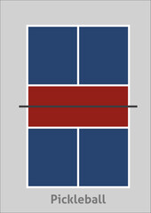 Top view Blue and red pickeball court