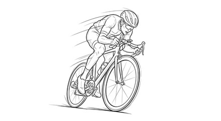 Obraz premium Dynamic cyclist sprinting with speed on road bike, achieving peak performance