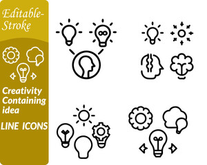 Creativity containing idea icon. Energetic colors like yellow orange and blue express creativity and positivity. Ideal for concepts related to brainstorming art invention and problem-solving visuals.